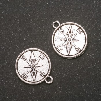 Pendant hardware Compass gray metal 20x23 mm, diameter in-2, 4 mm finish. 20 g +/- 7 pcs