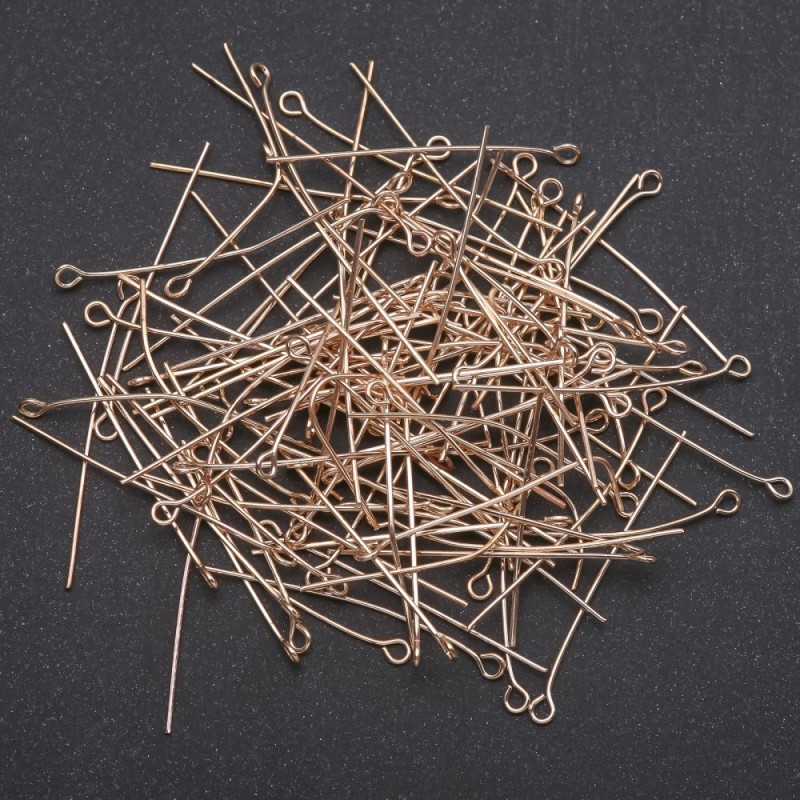 Jewelry Findings: Pin with Loop for Jewelry, 40 mm Length, Yellow Metal Color, 1 kg