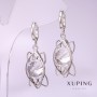 Discount! Xuping Earrings with White Stone Rhodium 40x12 mm