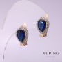 Xuping Earrings with Blue Stones 10×14 mm, 18K Gold Plating