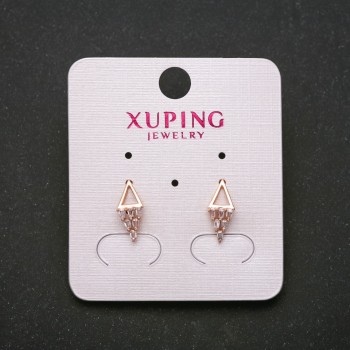 Discount! Xuping stud earrings with white stones, length 14mm, 18K gold plating