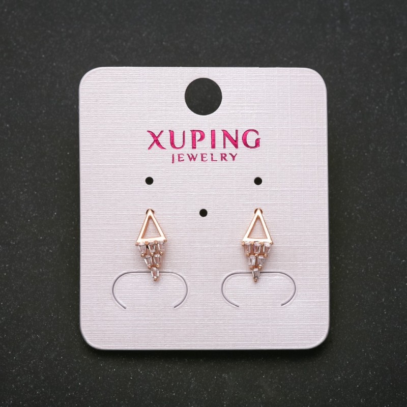 Discount! Xuping stud earrings with white stones, length 14mm, 18K gold plating