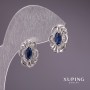 Discount! Xuping Earrings with Blue Stones 17×12 mm Rhodium