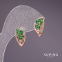 Xuping Earrings with Green Stones 16x9 mm 18K Gold Plating