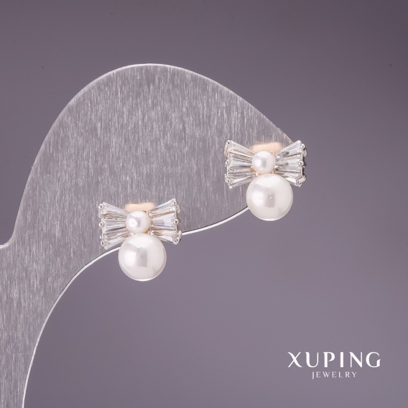 Xuping Earrings with Majorca Pearls 11x11mm 18K Gold Plating