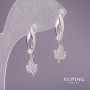 Xuping Earrings with White Stones 27x8mm Rhodium
