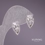 Xuping Earrings with White Stones 9x15 mm Rhodium