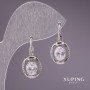 Xuping Earrings with White Stones 24x11mm Rhodium-plated