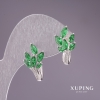 Xuping Earrings with Green Stones 22x12 mm Rhodium