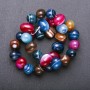Colorful agate beads on thread, 17x12 mm, 38 cm, through-hole