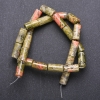 Unakite natural stone beads (Heliotrope) on thread, cylindrical, 8x17 mm diameter, 40 cm long