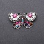 Discount! Butterfly brooch with multicolored crystals 43x25mm gray metal
