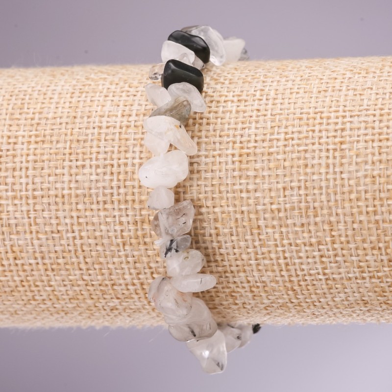 Bracelet made of natural stone, rutilated quartz 'Hairy' beads on elastic, diameter 5-8 mm, length 18 cm