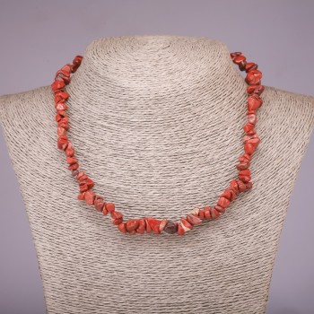 Natural Red Jasper Chip Necklace, 5–8 mm diameter, 45 cm length ± on extender chain