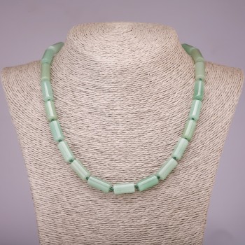 Necklace of natural nephrite with cylindrical beads, 8×17 mm diameter, 45 cm length
