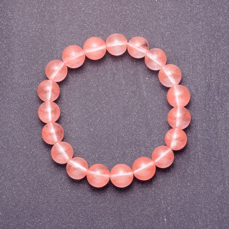 Bracelet with natural chalcedony, smooth bead, 8 mm diameter (+/-), on elastic, circumference 18 cm