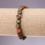 Bracelet Heliotrope and Unakite, Tumbled, diameter 9-8 mm (±), length 18 cm on elastic