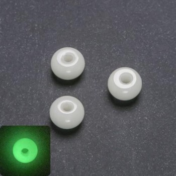 Bead 'Pandora' with green phosphorescent glow from natural Onyx, 14x8 mm diameter, inner hole diameter 5 mm