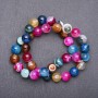 Eyed agate beads, multicolored, 10 mm diameter, 38 cm strand