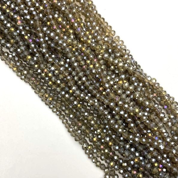 Czech Crystal Beads Transparent with Benzine Finish 'Rondelle', 6x4 mm, 40 cm strand