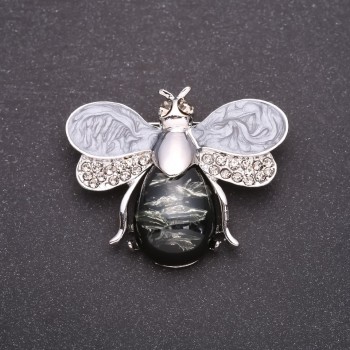 Bee Brooch 'Amber' Grey 46x38mm