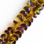 Crystal Beads in Swarovski Style, Dark Yellow with Blue Coating, Diameter 6x4 mm, Thread Length 50 cm