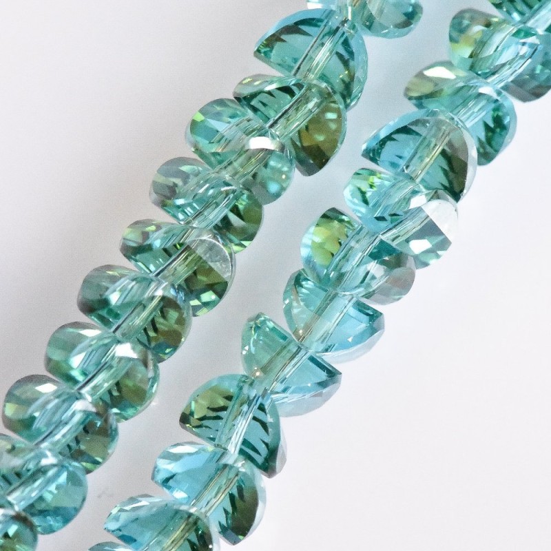 Crystal beads in Swarovski style, light sea-wave color, 6x4 mm, 50 cm strand