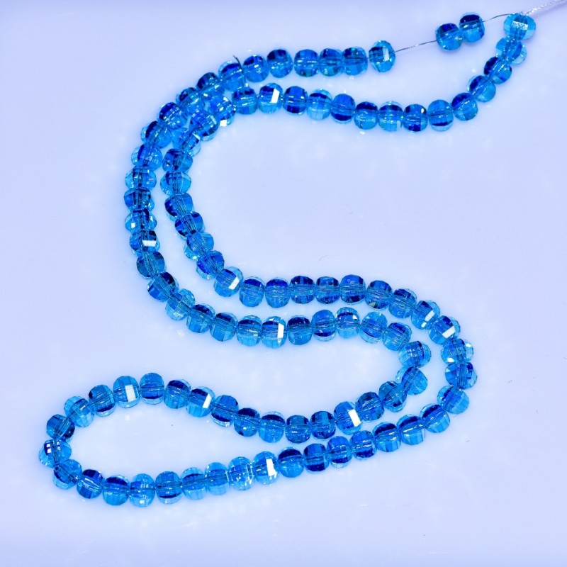 Blue Swarovski-style crystal beads, blue faceted bead with petrol finish, diameter 5x4 mm, 48 cm strand