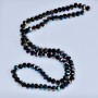 Crystal beads in Swarovski style, black, faceted bead with blue and brown gasoline finish, 5x4 mm diameter, thread length 48 cm