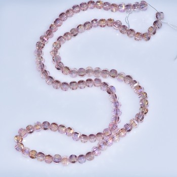 Crystal beads Swarovski-style light pink, faceted bead with gasoline finish, 5×4 mm diameter, cord length 48 cm