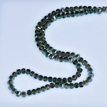 Gray Swarovski-style crystal beads with gasoline finish, 5x4 mm faceted beads, strand length 48 cm
