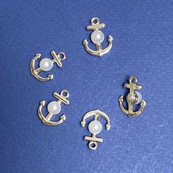 Discount! Anchor Pendant hardware, 14mm diameter, 18mm length, yellow metal, 7 pcs