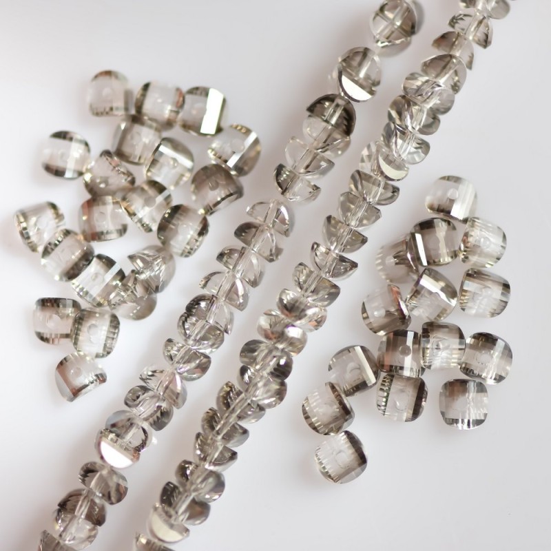 Crystal beads in Swarovski style, silver-gray with plating, diameter 2.5×4 mm, on a 48 cm strand