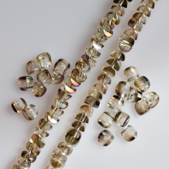 Crystal Beads in Swarovski Style Champagne with Purple 'gasoline' Coating, Diameter 2.5×4 mm, on a 48 cm thread