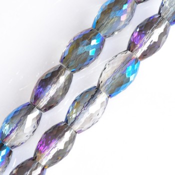 Purple plated crystal faceted beads, diameter 8x12mm, strand length 70 cm