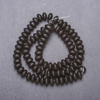 Shungite Beads on Thread, Smooth Rondel, Diameter 8x5 mm, Length 38 cm