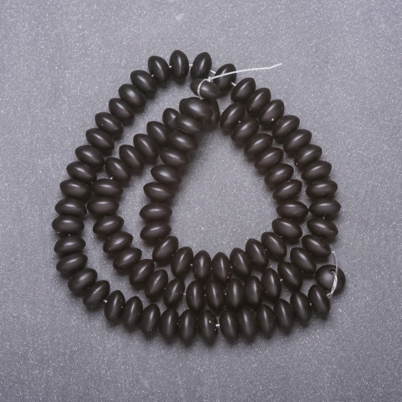 Shungite Beads on Thread, Smooth Rondel, Diameter 8x5 mm, Length 38 cm