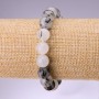 Hairy Quartz Bracelet with Smooth Beads, 10mm Diameter, 18cm Length on Elastic