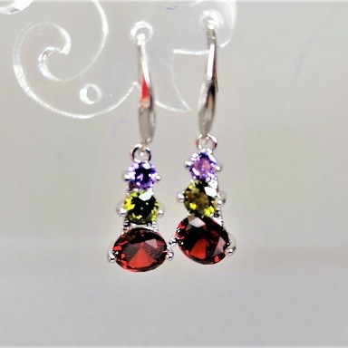 Drop Earrings with Multicolored Crystals