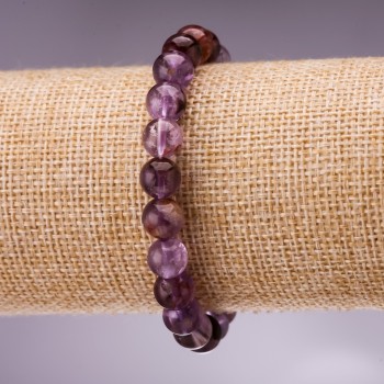 Ametrine bracelet with smooth beads, 8 mm diameter, 18 cm length on elastic
