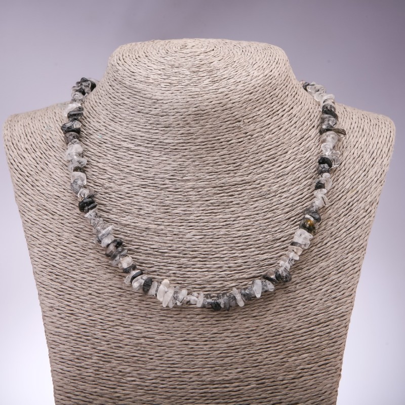Rutilated Quartz 'Hair Quartz' Chip Necklace, 7mm diameter, 45cm length