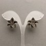 Stud earrings in free-form flower shapes, adorned with rhinestones, silver-plated / 20mm