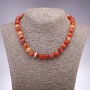 Natural carnelian gemstone necklace with smooth beads, 10 mm diameter, 45 cm length