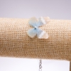 Discount! Butterfly Bracelet-Choker on Invisible Silicone Thread (Organza) Beige-Blue, Diameter 33x27mm, Length 16-20cm