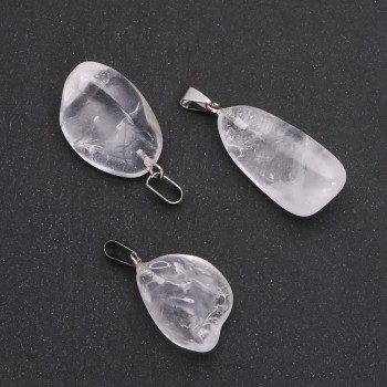Natural Rock Crystal Pendant, Faceted, Assorted Sizes 24×29mm (±)