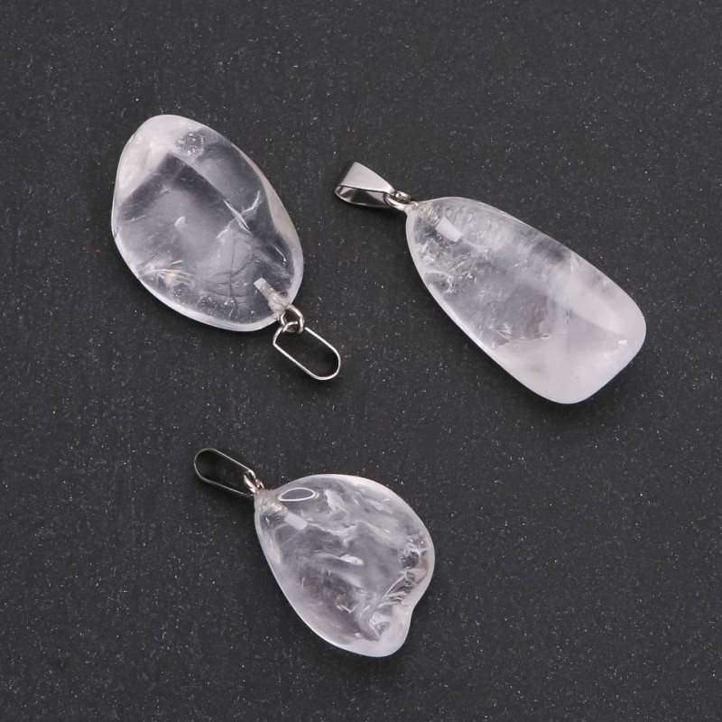 Natural Rock Crystal Pendant, Faceted, Assorted Sizes 24×29mm (±)