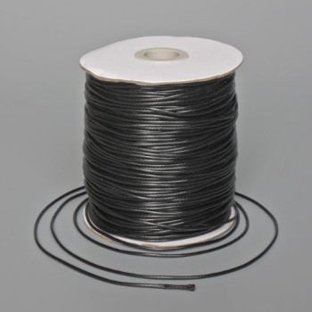 Black waxed craft cord, 1.5 mm diameter, 150 m length spool