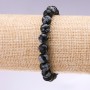 Snowy Obsidian Bracelet 'Apache Tears' with smooth beads, 8mm diameter, 18cm length