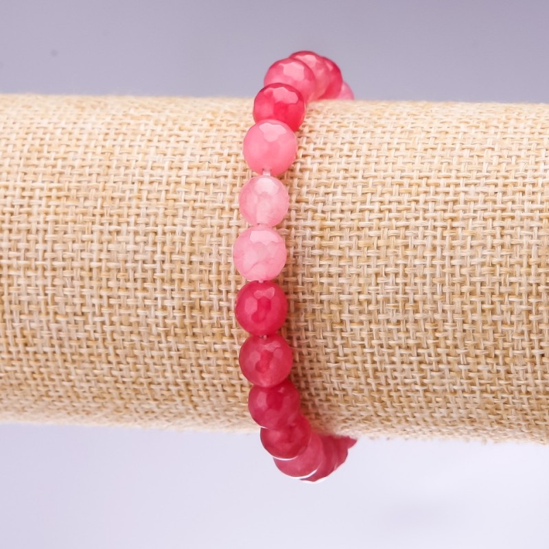 Natural Stone Bracelet 'Tourmaline' (Imitation) Faceted Bead, 8 mm Diameter, 18 cm Length