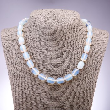 Moonstone Necklace (synthetic) Barrel-shaped, diameter 10x14mm+-, length 45cm+-